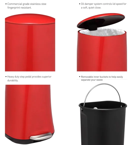 ANDAZ 6866 Fingerprint Resistant Step Bin Red