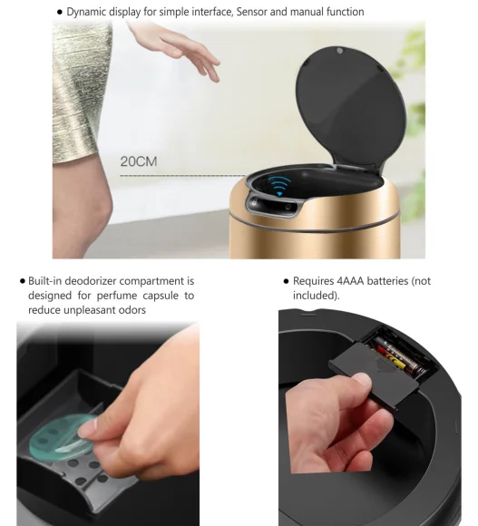 EKO 9255 Galleria Sensor Bin Champagne Gold