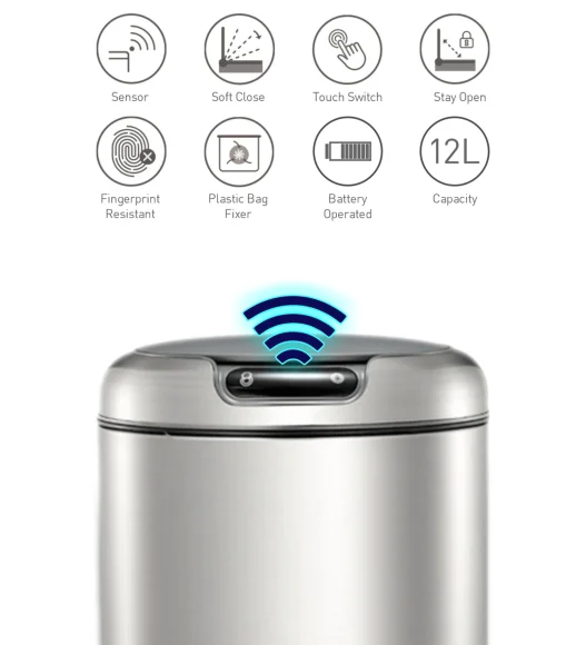 EKO 9255 Galleria Sensor Bin Metallic