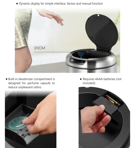EKO 9255 Galleria Sensor Bin Metallic
