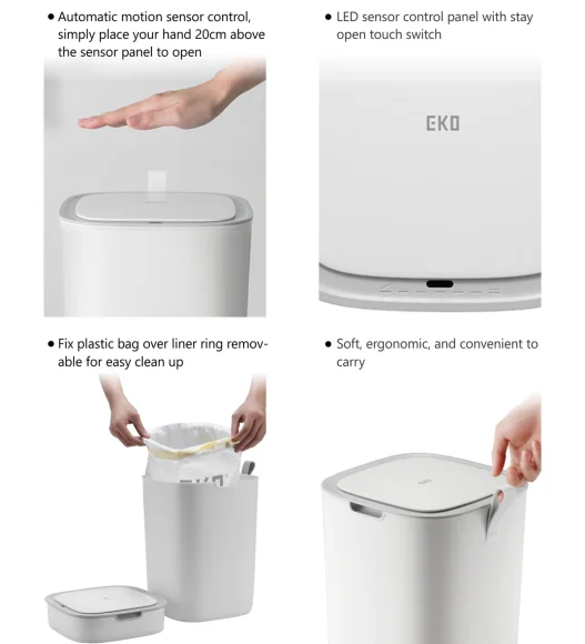 EKO 6288 Morandi Sensor Bin White