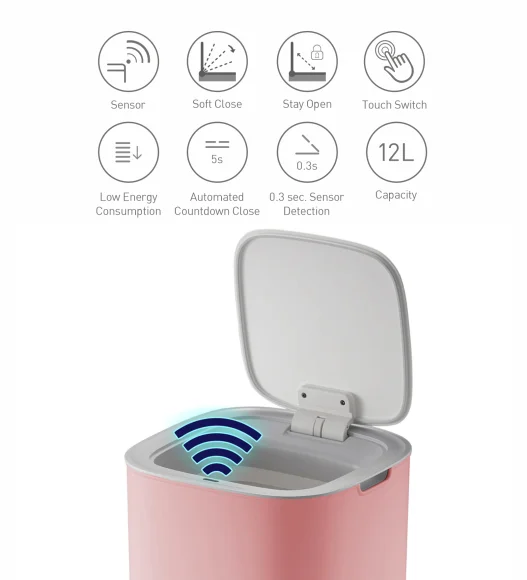 EKO 6288 Morandi Sensor Bin Pink
