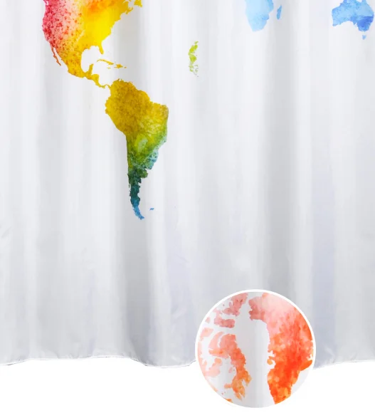 Glam Water Repellent Polyester Shower Curtain White Yellow