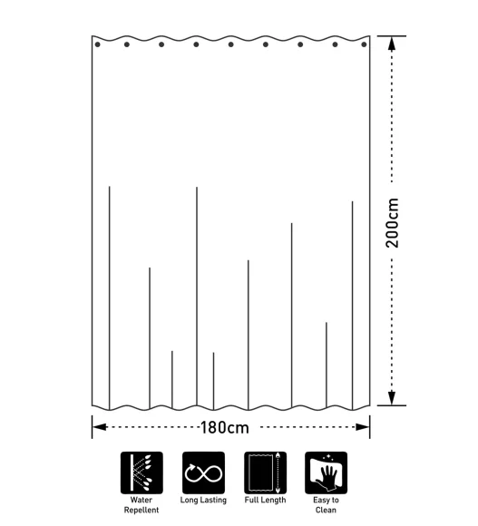 Glam Water Repellent Polyester Shower Curtain White Yellow