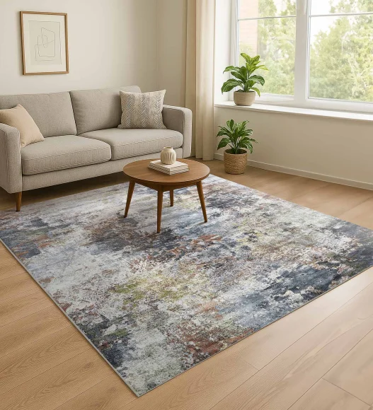 Matrix Abstract Carpet Blue and Cream