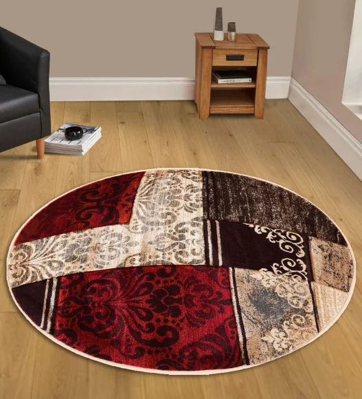 Multi Color Round Shape Classical Pattern Carpet, 120x120 cm