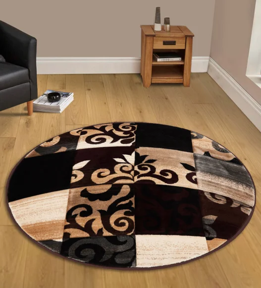 Multi Color Round Shape Neo Classical Pattern Carpet, 120x120 cm