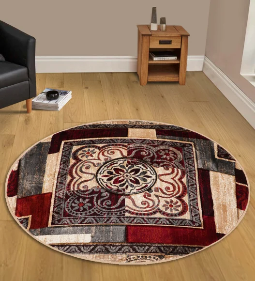 Multi Color Round Shape Classical Pattern Carpet, 120x120 cm
