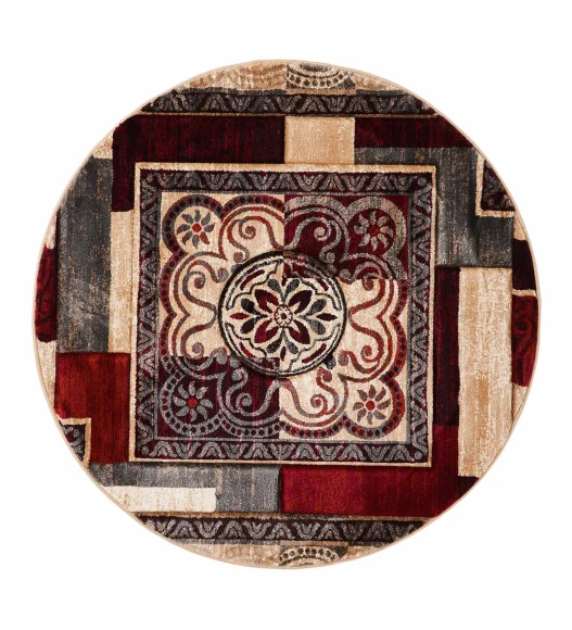 Multi Color Round Shape Classical Pattern Carpet, 120x120 cm