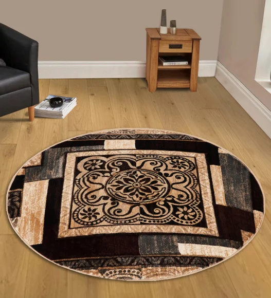 Multi Color Round Shape Classical Pattern Carpet, 120x120 cm