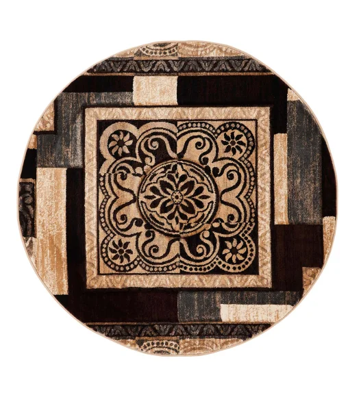 Multi Color Round Shape Classical Pattern Carpet, 120x120 cm