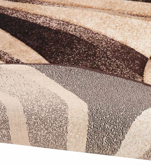 Brown and Beige Round Shape Abstarct Pattern Carpet, 120x120 cm