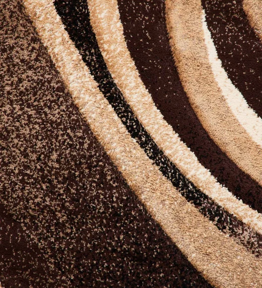 Brown and Beige Round Shape Abstarct Pattern Carpet, 120x120 cm