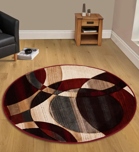 Multi Color Round Shape Abstarct Pattern Carpet, 120x120 cm