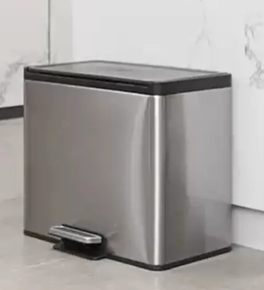 EKO 8228 Essential Triple Liner Recycling Step Bin Metallic