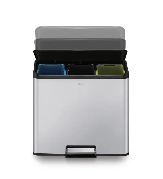 EKO 8228 Essential Triple Liner Recycling Step Bin Metallic