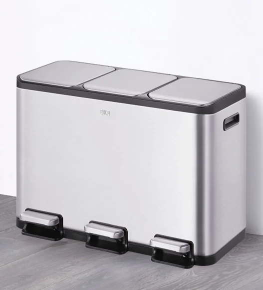 EKO 9129 Eco Casa Triple Liner Recycling Step Bin Metallic