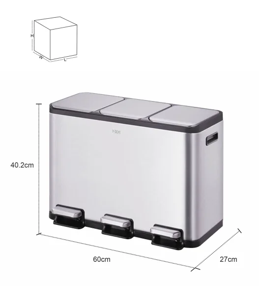EKO 9129 Eco Casa Triple Liner Recycling Step Bin Metallic