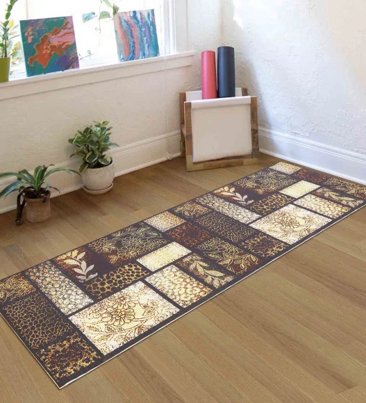 Printed (Yoga Pedia) Anti skid Yoga Mat Yoga Pedia Brown