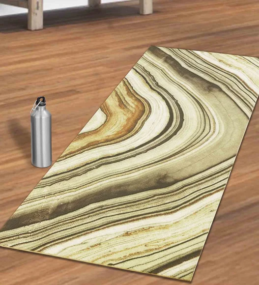 Printed (Yoga Pedia) Anti skid Yoga Mat Yoga Pedia Brown Olive