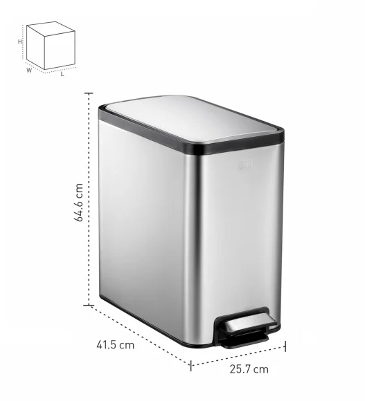 EKO 9376 Eco Slim Stainless Steel Fingerprint Resistant Step Bin Metallic