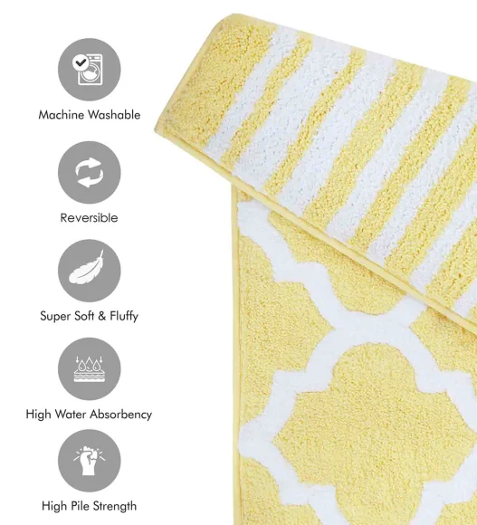 Joel Reversible Bath Mat Yellow White