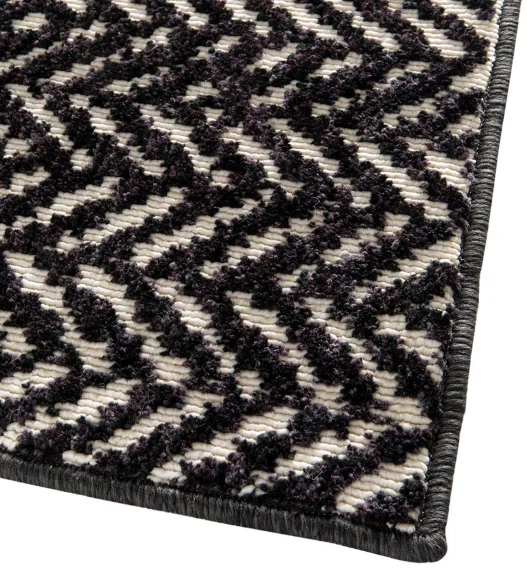 Black Striped Pattern  Polypropylene Runner, 80x150 cm