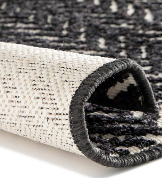 Black Striped Pattern  Polypropylene Runner, 80x150 cm