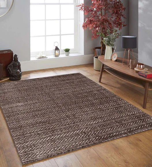 Brown Striped Pattern  Polypropylene Runner, 80x150 cm