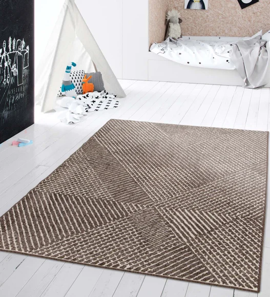 Brown Striped Pattern  Polypropylene Runner, 80x150 cm