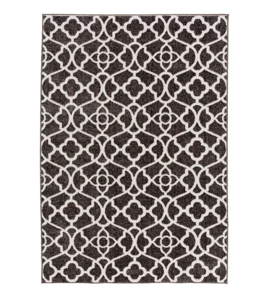 Brown Geometric Pattern  Polypropylene Carpet, 120x170 cm