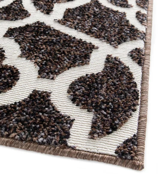 Brown Geometric Pattern  Polypropylene Carpet, 120x170 cm