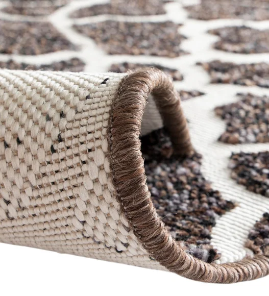 Brown Geometric Pattern  Polypropylene Carpet, 120x170 cm