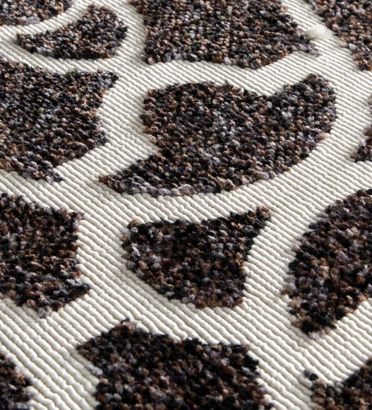 Brown Geometric Pattern  Polypropylene Carpet, 120x170 cm