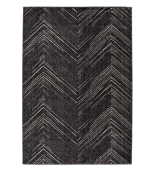 Black Striped Pattern  Polypropylene Carpet, 120x170 cm