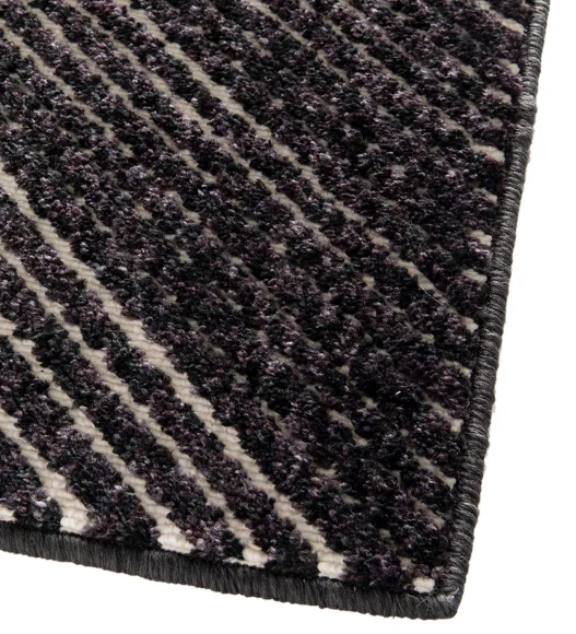 Black Striped Pattern  Polypropylene Carpet, 120x170 cm