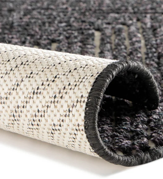 Black Striped Pattern  Polypropylene Carpet, 120x170 cm