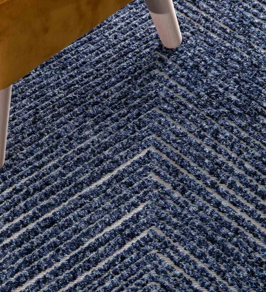 Blue Striped Pattern  Polypropylene Carpet, 120x170 cm