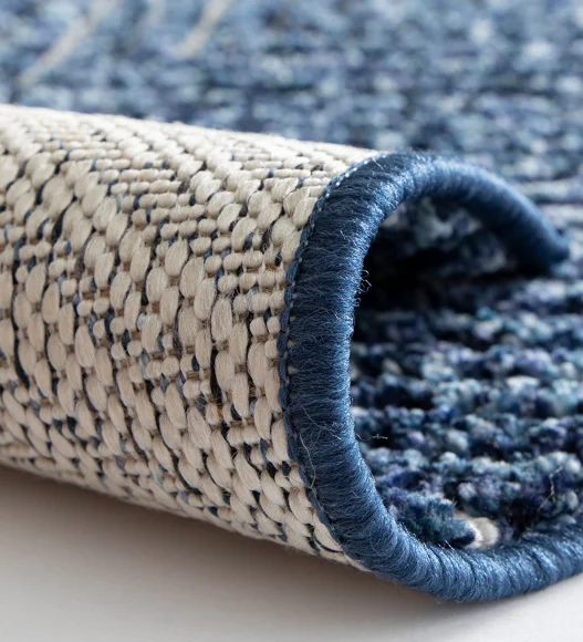 Blue Striped Pattern  Polypropylene Carpet, 120x170 cm