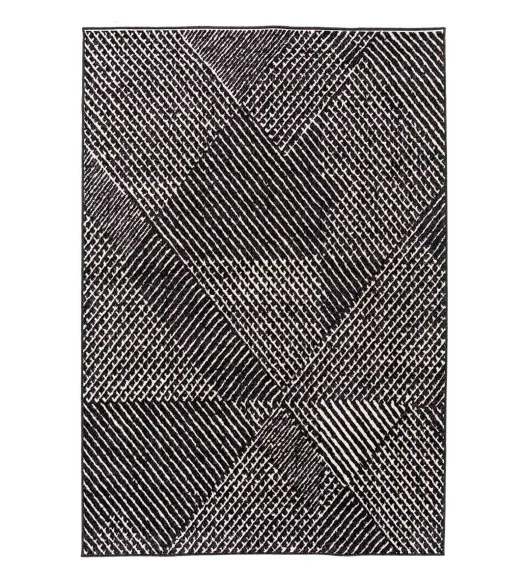 Black Striped Pattern  Polypropylene Carpet, 120x170 cm