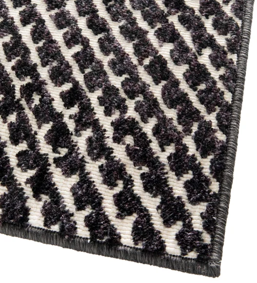 Black Striped Pattern  Polypropylene Carpet, 120x170 cm