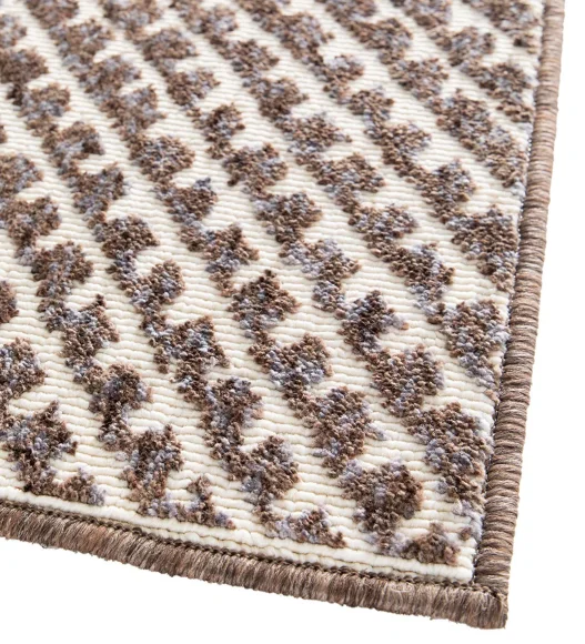 Brown Striped Pattern  Polypropylene Carpet, 120x170 cm