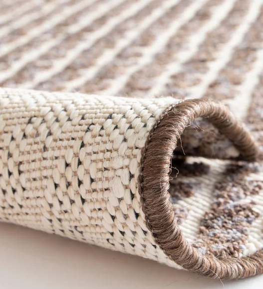 Brown Striped Pattern  Polypropylene Carpet, 120x170 cm