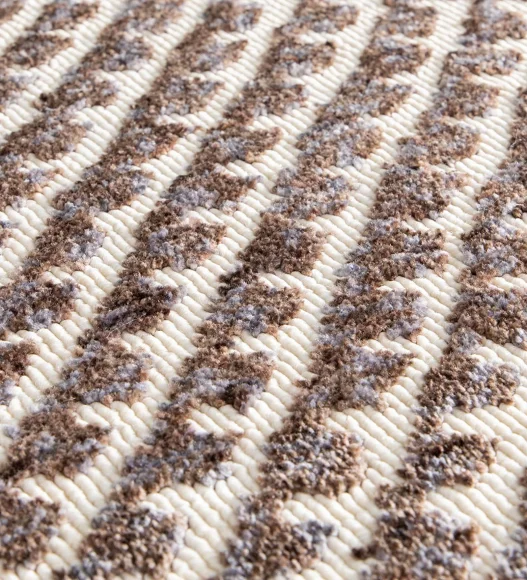 Brown Striped Pattern  Polypropylene Carpet, 120x170 cm