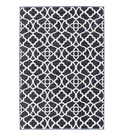 Teal Geometric Pattern  Polypropylene Carpet, 160X230 cm