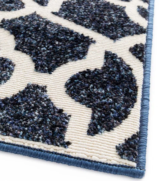 Teal Geometric Pattern  Polypropylene Carpet, 160X230 cm
