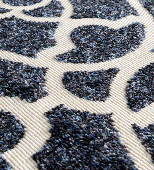 Teal Geometric Pattern  Polypropylene Carpet, 160X230 cm