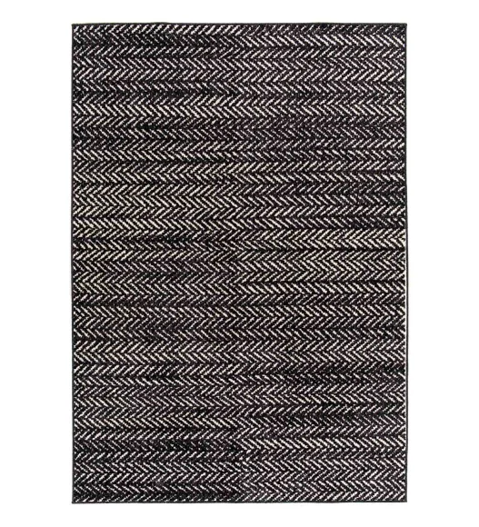 Black Striped Pattern  Polypropylene Carpet, 160X230 cm