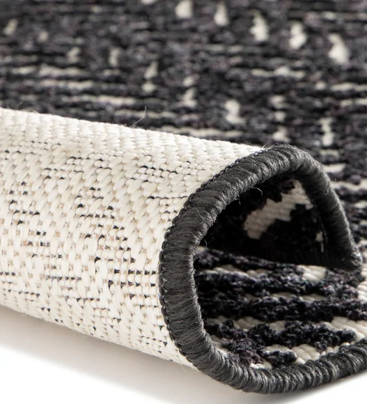 Black Striped Pattern  Polypropylene Carpet, 160X230 cm