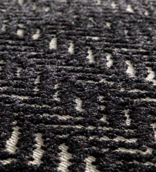 Black Striped Pattern  Polypropylene Carpet, 160X230 cm